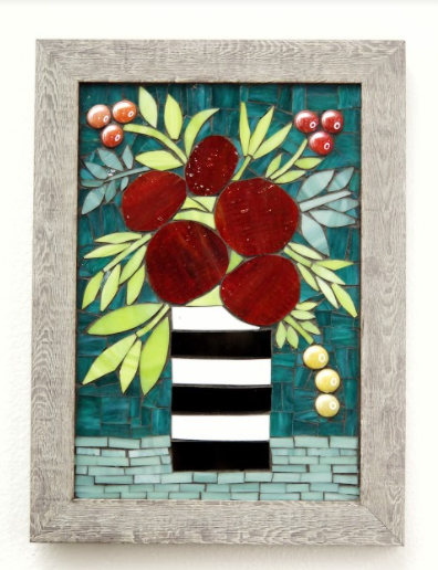 Poppies in Striped Vase by Karen Babb 1