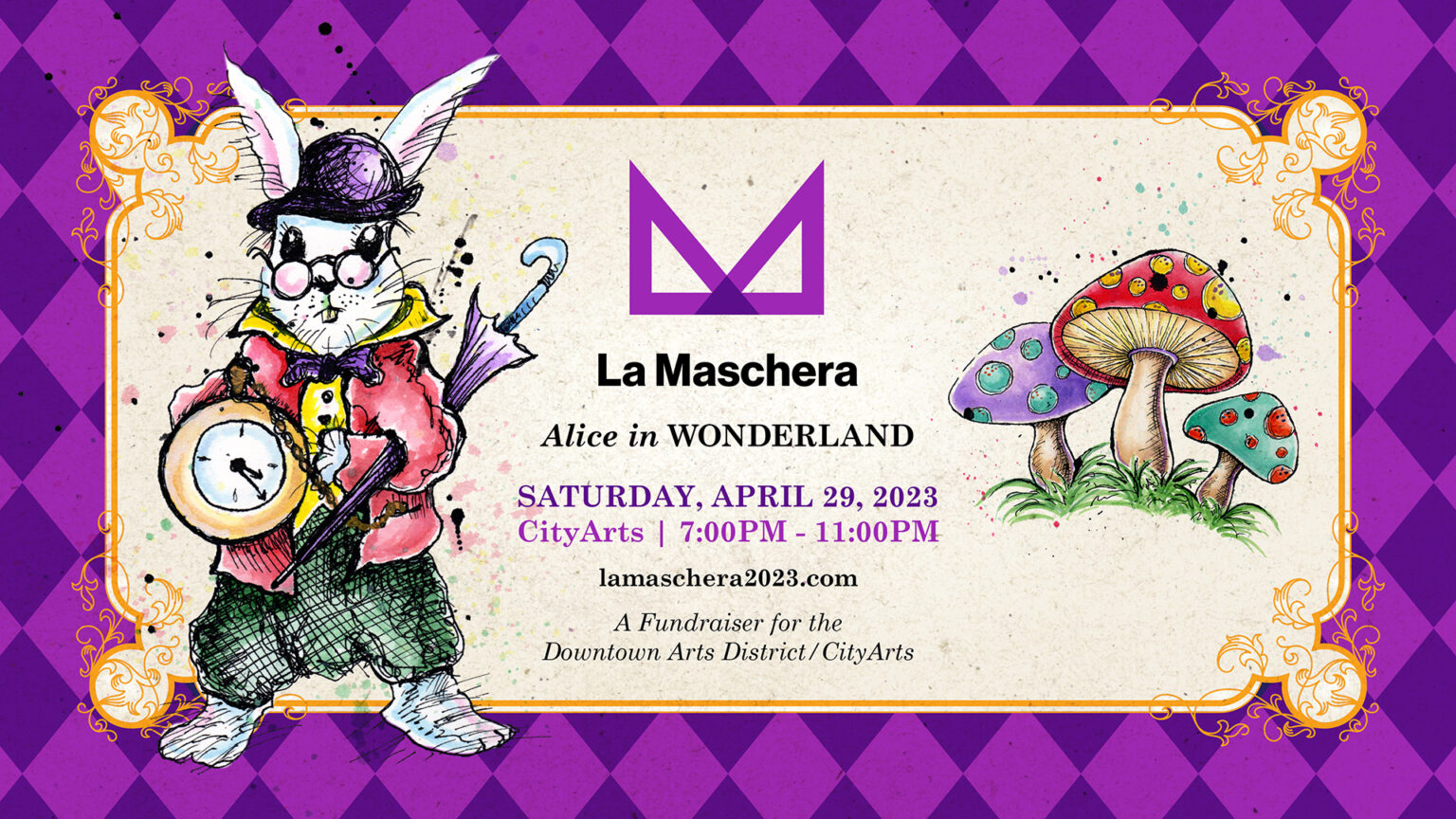 La Maschera Alice in Wonderland FB event cover concept v6